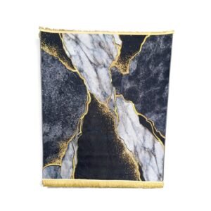 1.5 x 2m 3D Abstract Marble Design Carpet Black & Gold