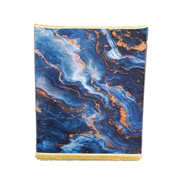 1.5 x 2m 3D Marble Design Carpet Blue & Gold
