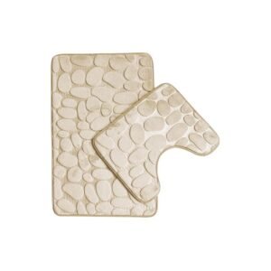 2 Piece Bathroom Rug Set Beige
