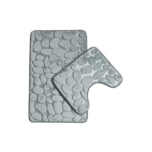 2 Piece Bathroom Rug Set Grey