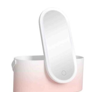 3 in 1 Makeup Storage With Mirror & LED Light - Pink