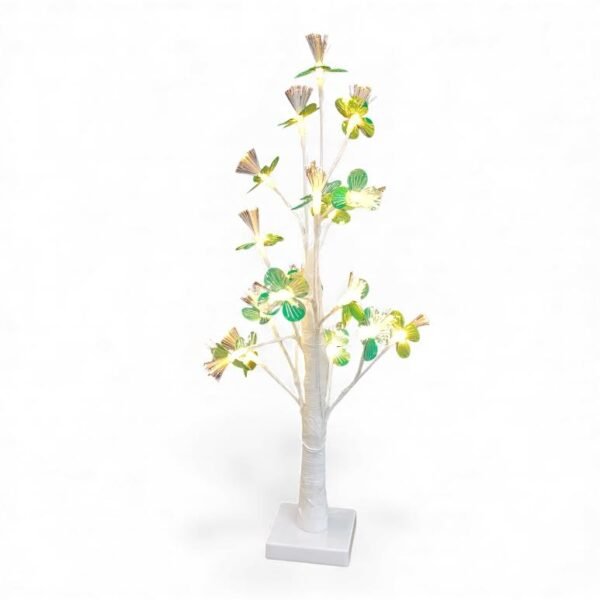60cm LED Tree with Leaves Green & White