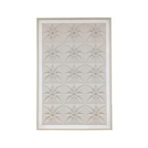 80 x 120cm Flower Design Frame Cream & Gold