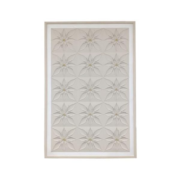 80 x 120cm Flower Design Frame Cream & Gold