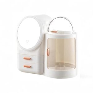 Antalya Cosmetics Storage Organizer with LED Lighted Mirror White
