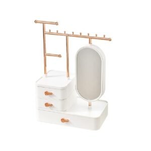 Antalya Jewelry Organizer Stand with HD Mirror White