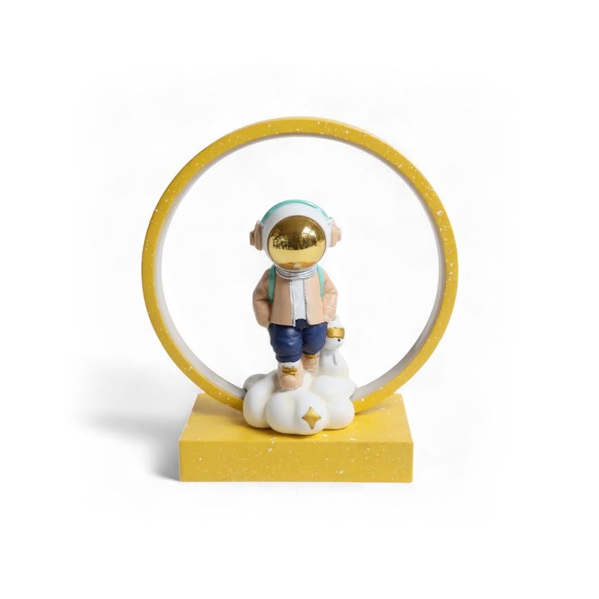 Astronaut Figurine Desk Lamp With Base - Yellow