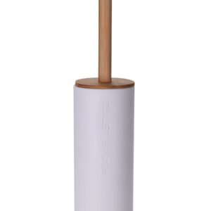 Bamboo Toilet Brush With Holder - White