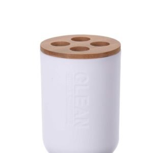 Bamboo Toothbrush Holder - White