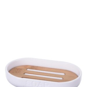 Bathroom Bamboo Soap Dish - White