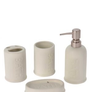 Bathroom Stoneware 4 Piece Accessory Set - White