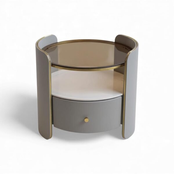 Circular Side Pedestal Grey & Gold