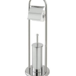 CTH Stainless Steel Toilet Brush And Roll Holder Set - Silver