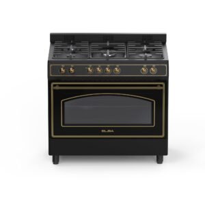 Elba 90cm 5 Gas Burner Stove With Electric Multifunction Oven Black