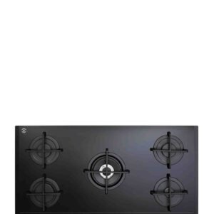 Elba Elio 90cm 5 Burner Glass On Glass Smart Hob - Black
