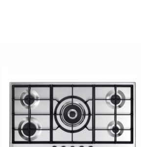 Elba Elio 90cm 5 Burners Gas Hob With Center Wok Burner - Silver