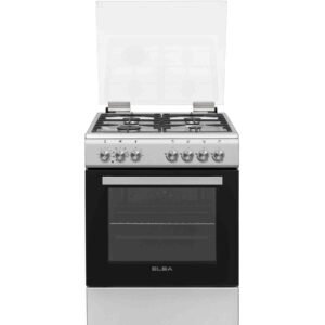 Elba Essential 60cm 4 Burner Gas Stove With Electric Oven - Silver