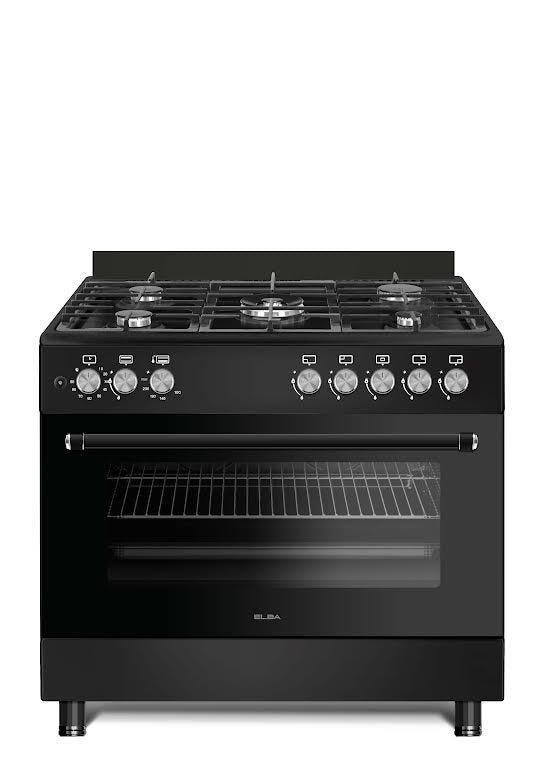 Elba Essential 90cm 5 Burner Gas Stove & Gas Oven - Black