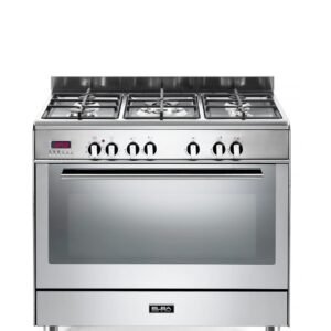 Elba Fusion 90cm 5 Burner Gas Cooker With Electric Oven - Silver