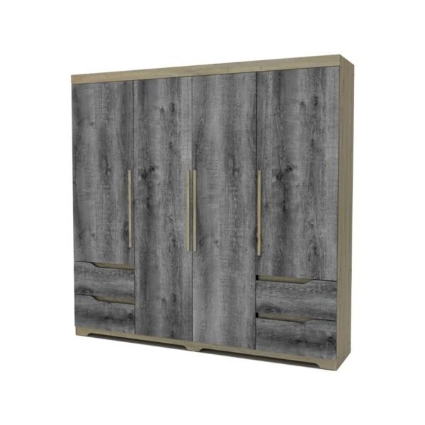 Exotic Designs 4 Door Wardrobe Grey & Brown