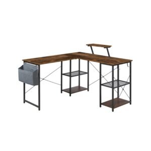 Exotic Designs Corner Computer Table Walnut & Black