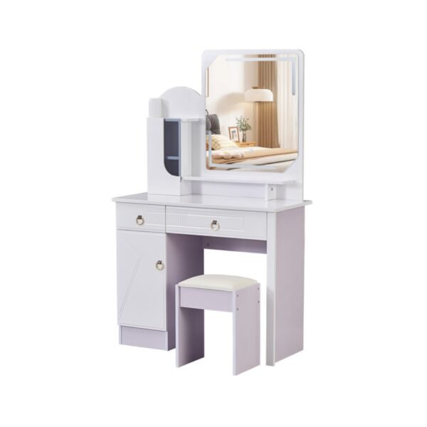 Exotic Designs Elegant Dressing Table with Mirror White