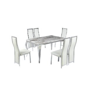 Exotic Designs Marble Dining Set 1+6 Cream