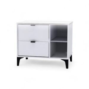 Exotic Designs Modern Nightstand with LED Accent Light White