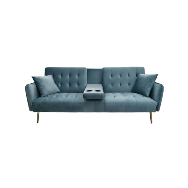 Exotic Designs Sofa Bed with Cupholders Blue