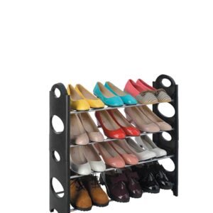 Fine Living 4 Tier Shoe Rack - Black