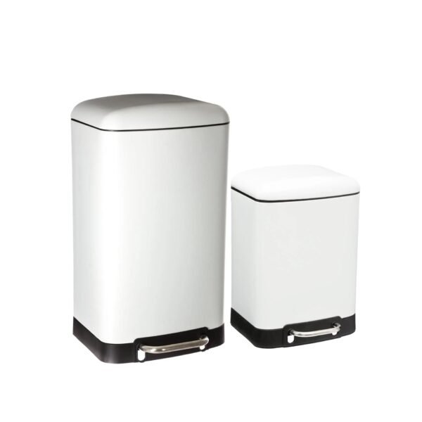 Five 2 Piece Dustbin Set White