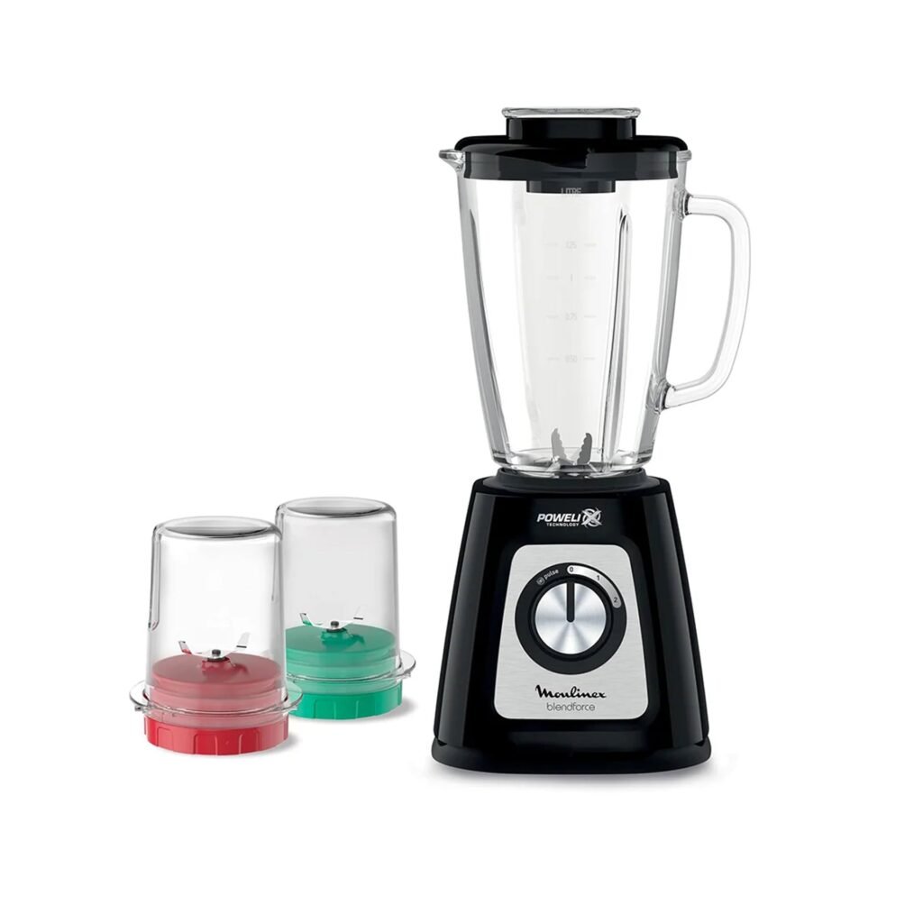 About Us Moulinex 800W Blendforce Blender with Glass Jar & Grinder Black & Silver