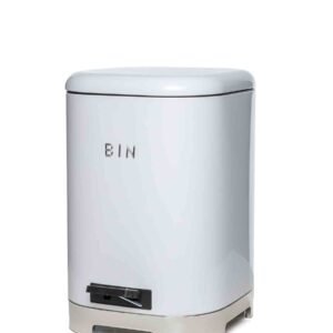 Retro Dustbin 20LT - White & Silver