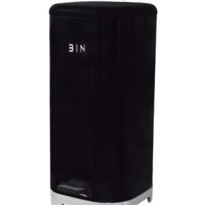 Retro Dustbin - Black & Silver