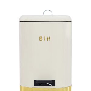 Retro Pedal Dust Bin 20Lt - Cream & Gold