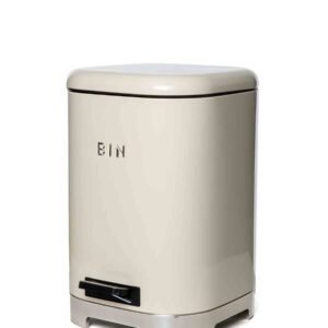 Retro Pedal Dust Bin 20LT - Cream & Silver