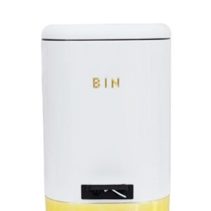 Retro Pedal Dust Bin 20LT - White & Gold