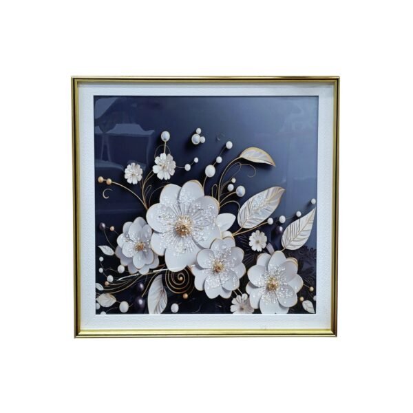 Square Flower & Leaf Painting Multicoloured