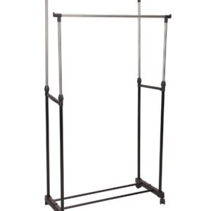 Storage Solutions Double Clothing Rack - Black & Silver