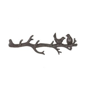 Urban Decor 2 Birds on Branch Hooks Brown