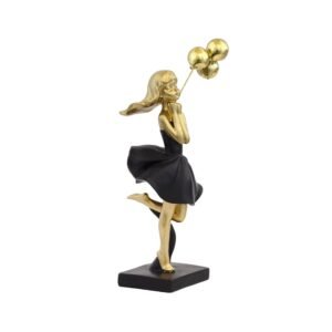 Urban Decor 24cm Girl Hugging Balloons Black & Gold