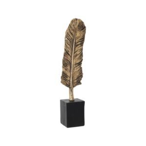 Urban Decor 30cm Feather on Plinth Black & Gold