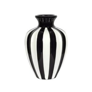Urban Decor 35cm Striped Vase Black & White