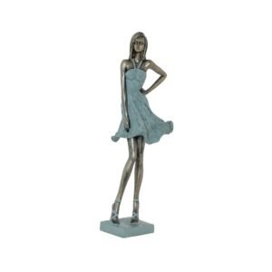 Urban Decor 39cm Wind Blown Lady Ornament Blue & Gold