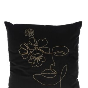 Urban Decor 45cm Velvet Cushion - Black With Floral Print