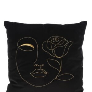 Urban Decor 45cm Velvet Cushion - Black With Rose Print