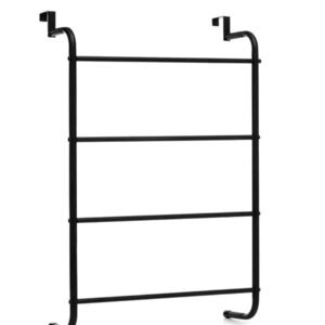 Urban Decor Metal Door Hanging Towel Rack - Black