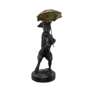 Urban Decor Rabbit with Umbrella Black & Gold