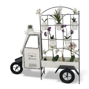 Vintage Metal Truck Design Planter White