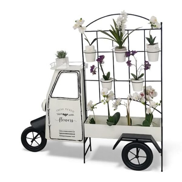 Vintage Metal Truck Design Planter White